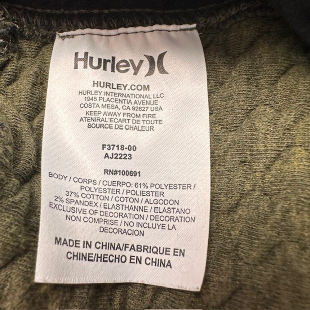 Hurley Men's Hollowknit Slim Fit Jogger Pants LG Green Black AJ2223‎ - Picture 8 of 8